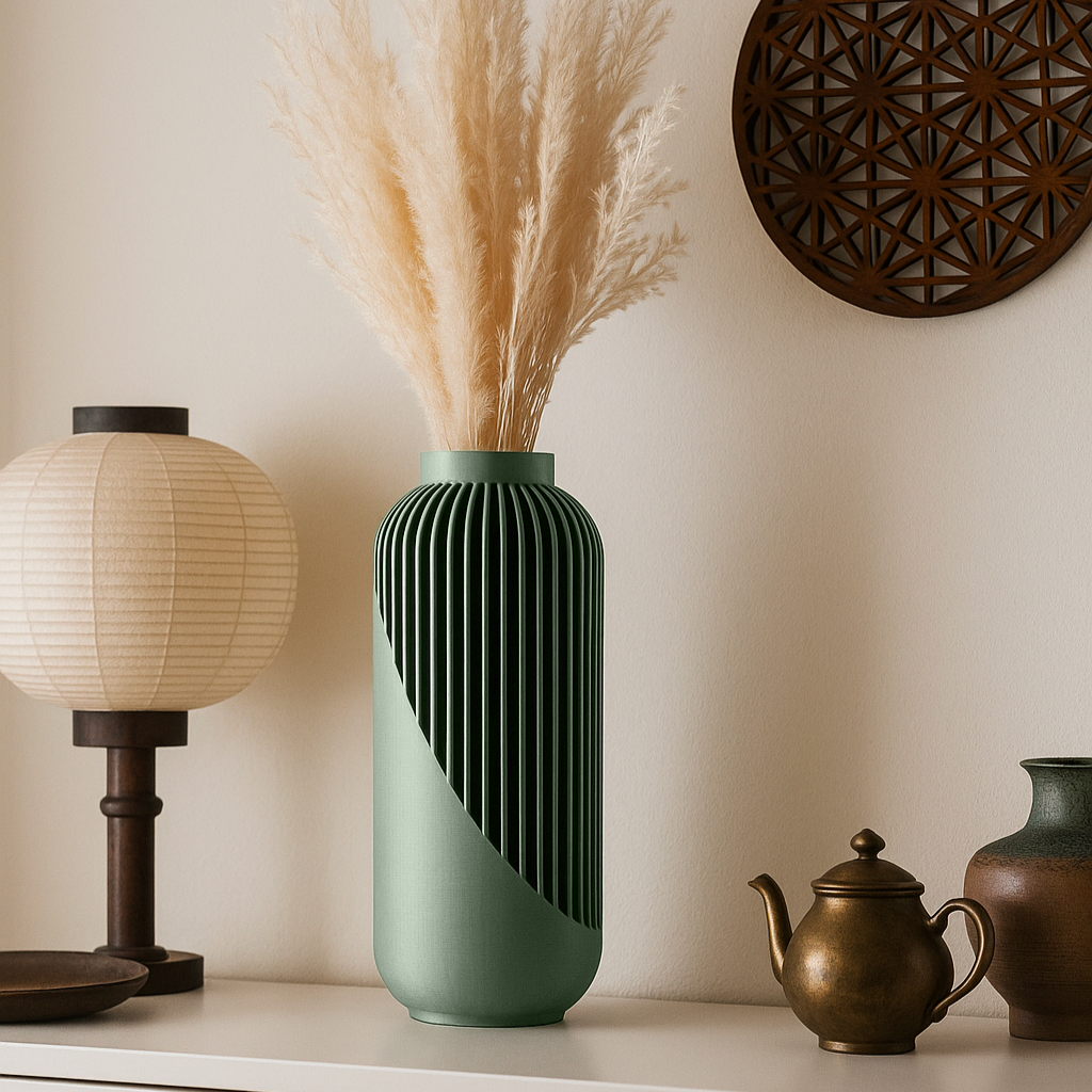 Vaso allungato moderno orientale di design verde
