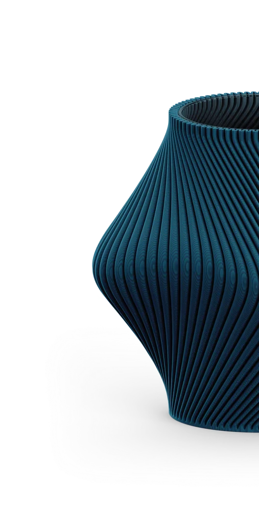 Immagine di un vaso blu ondulato senza sfondo