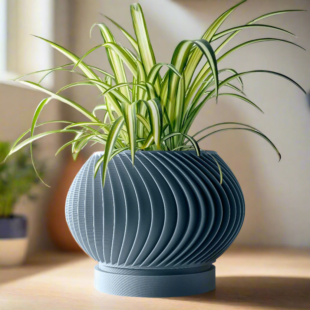 Vaso Caleth di design blu con sfondo