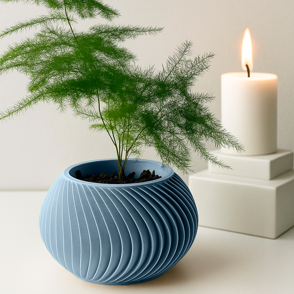 Vaso Caleth di design blu contestualizzato