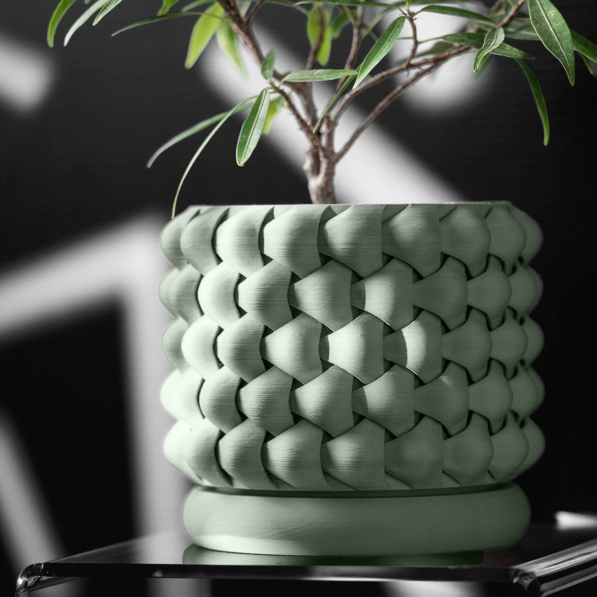 Vaso di design intrecciato in PLA ecologico VERDE PASTELLO