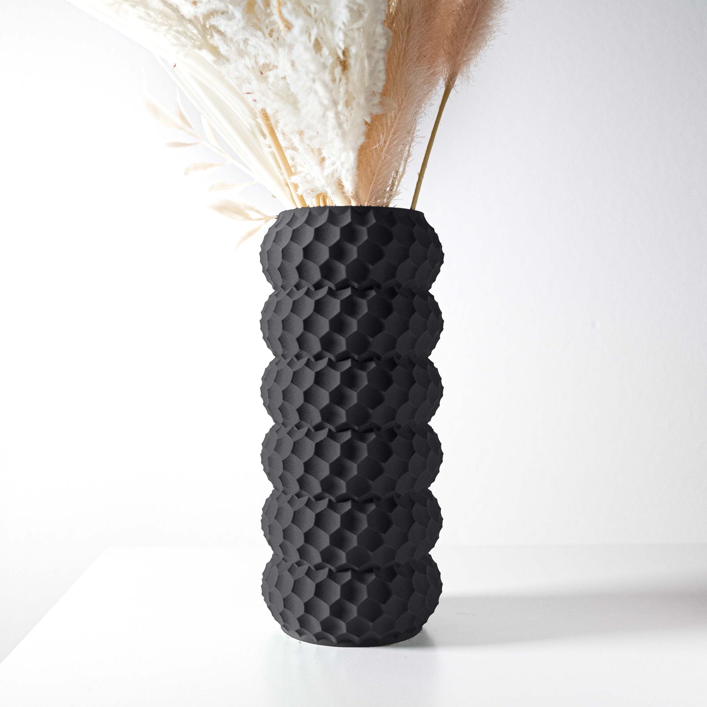 Vaso nero a nido d'ape allungato