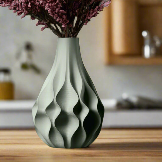 Vaso di design scolpito in PLA ecologico VERDE PASTELLO