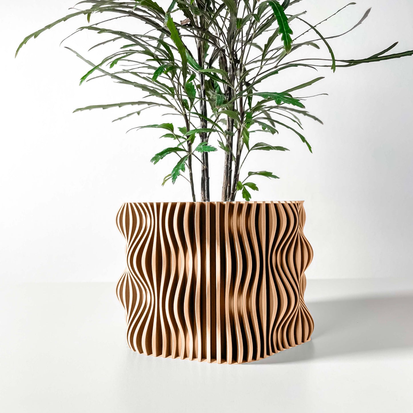 Vaso beige di design moderno. Portafiori per piante grasse