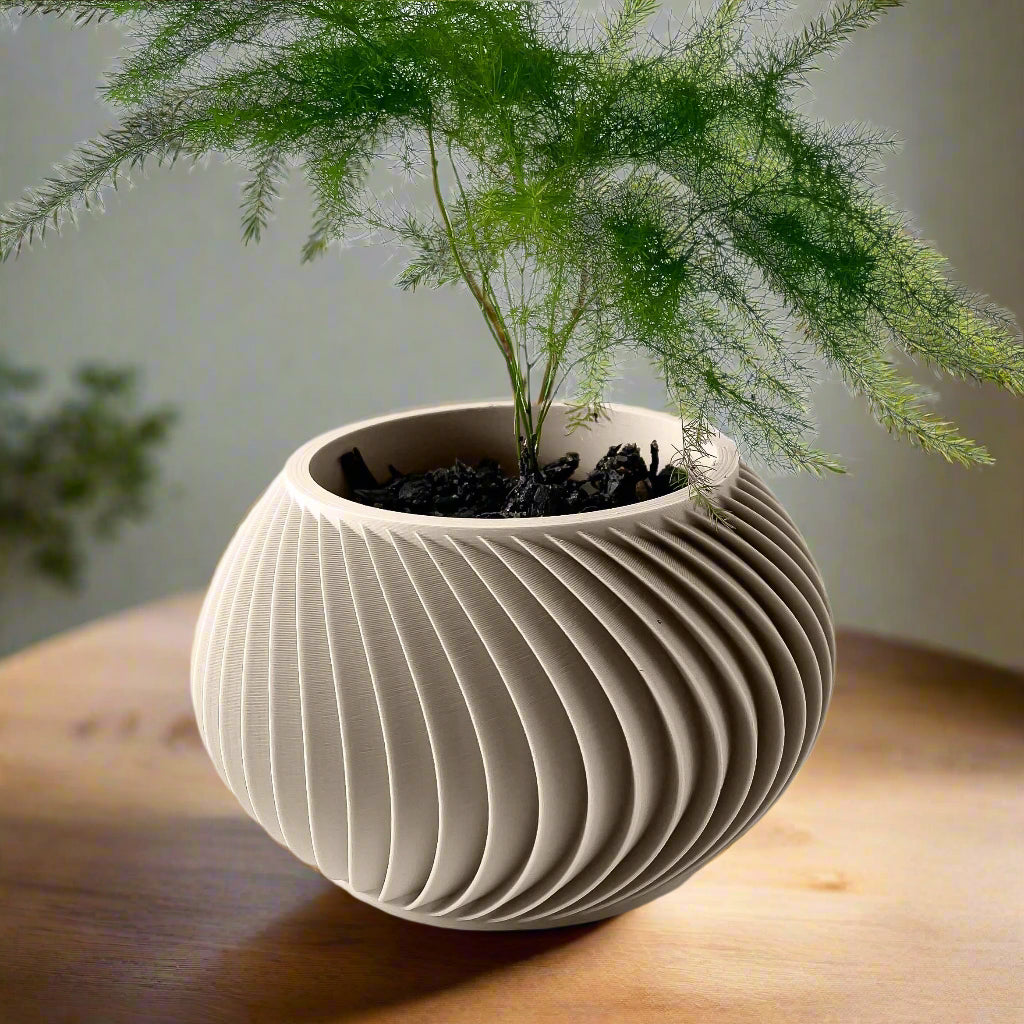 Vaso di design a spirale in PLA ecologico BIANCO COTONE