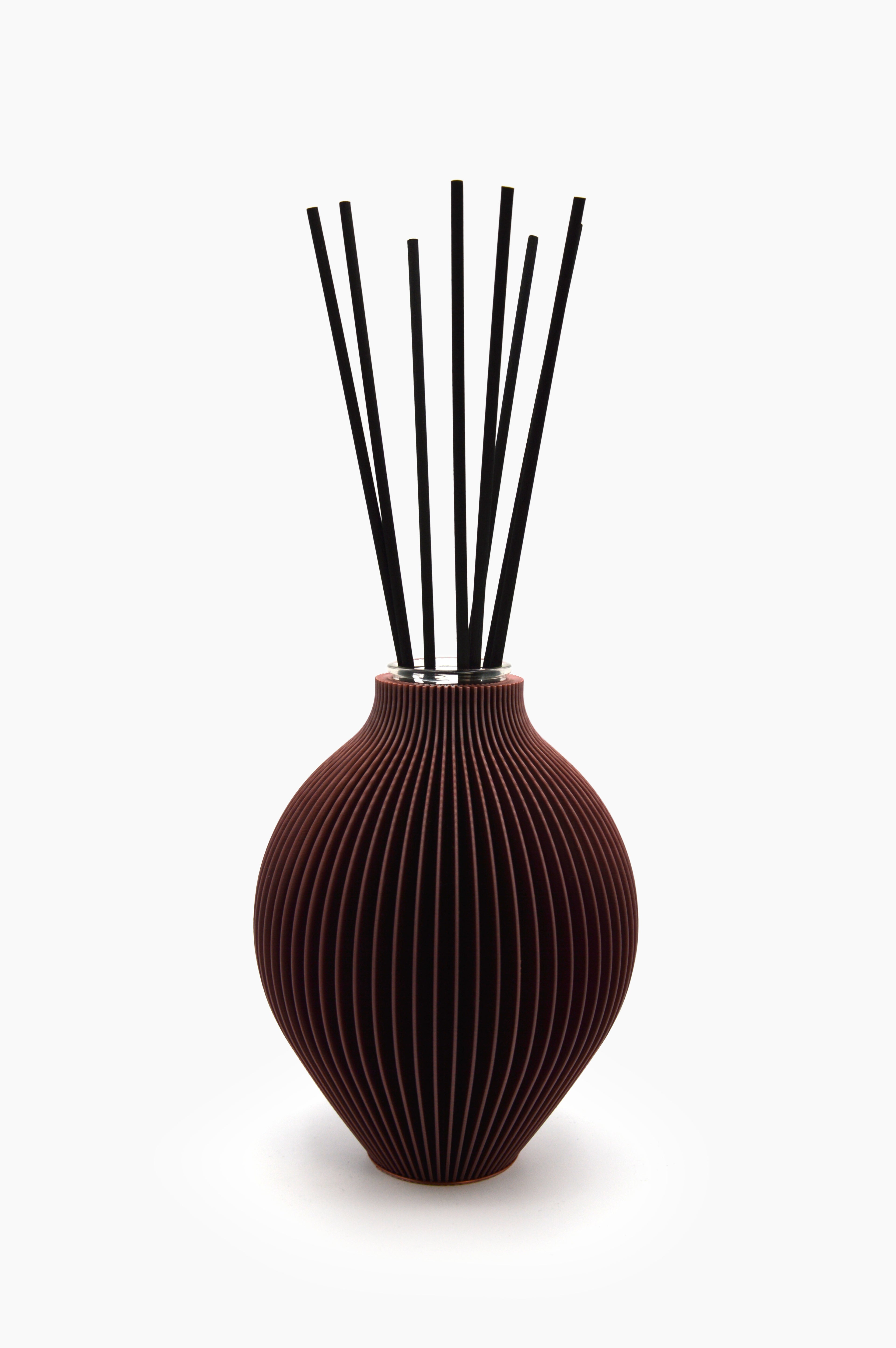 Portaprofumo con bastonici e fialetta in vetro 